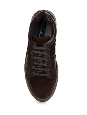 brown leatherette lace up sneakers - 15606352 - Standard Image - 4