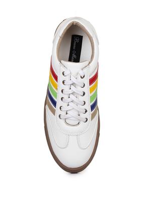white leatherette lace up sneakers - 15606354 - Standard Image - 4