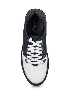 navy leatherette lace up sneakers - 15606357 - Standard Image - 4