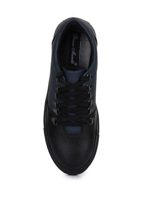 navy leatherette lace up sneakers - 15606359 - Standard Image - 4