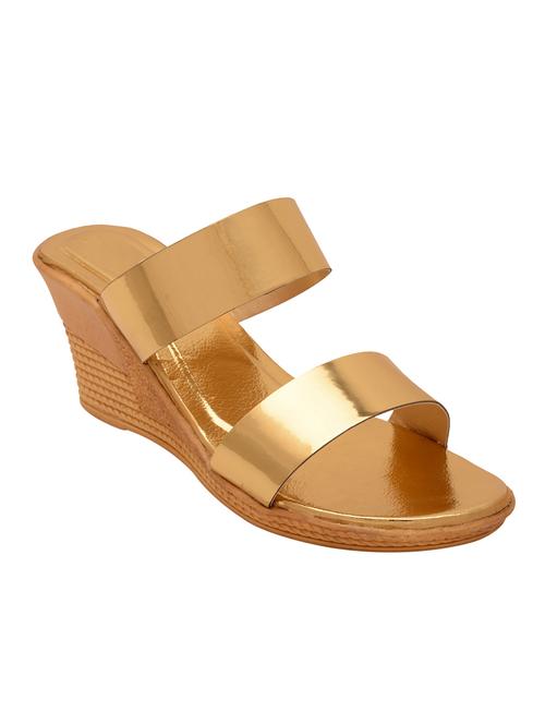 gold slip on sandals - 15606383 - Standard Image - 1