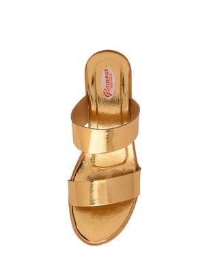 gold slip on sandals - 15606383 - Standard Image - 4