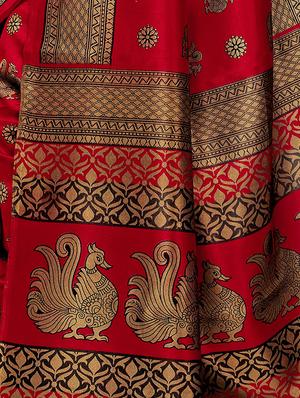 conversational printed mysore silk saree with blouse - 15606402 - Standard Image - 4
