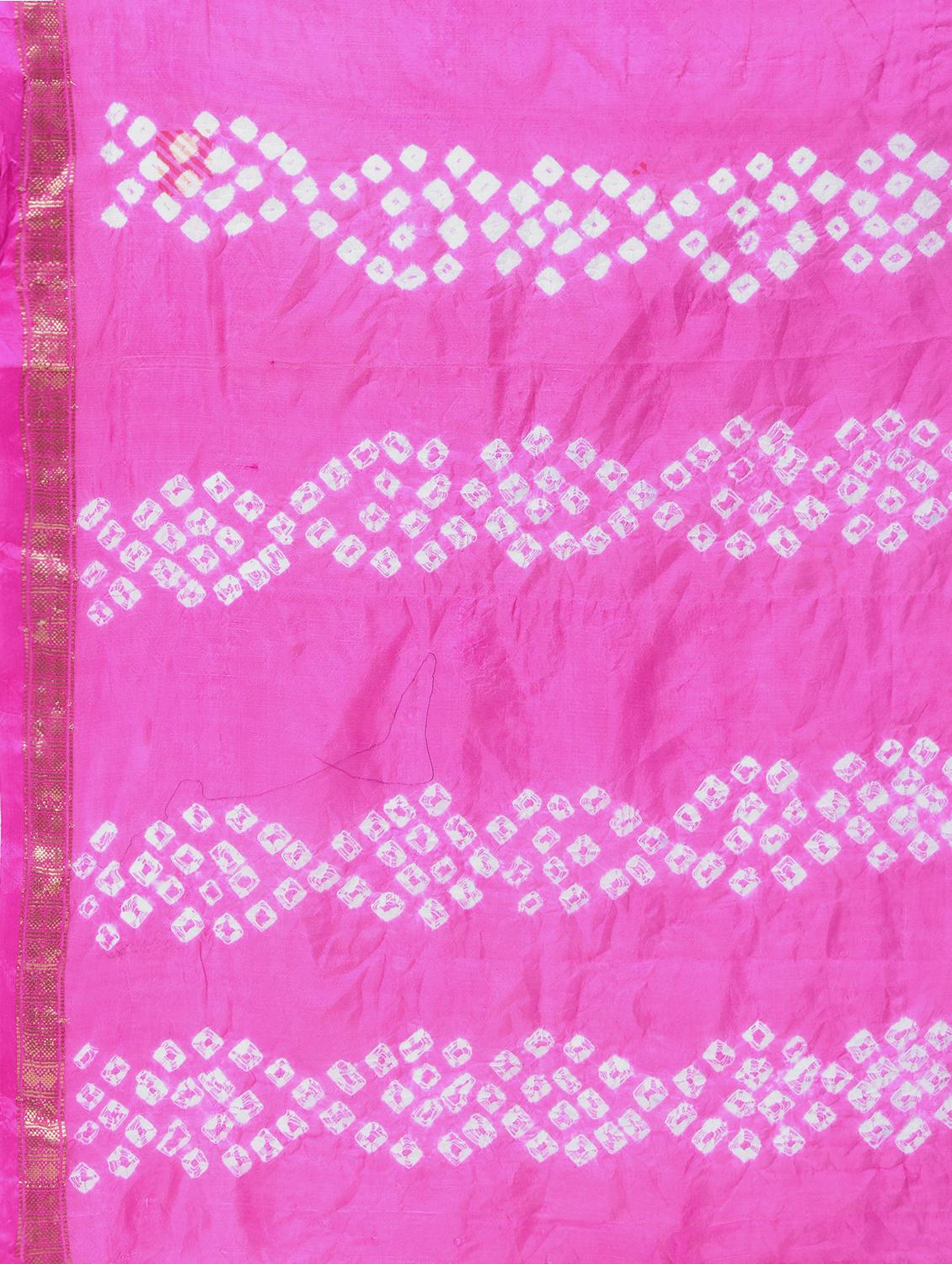 Zari bordered bandhani saree with blouse - 15606515 - Zoom Image - 4