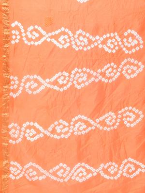 Zari bordered bandhani saree with blouse - 15606517 - Standard Image - 4