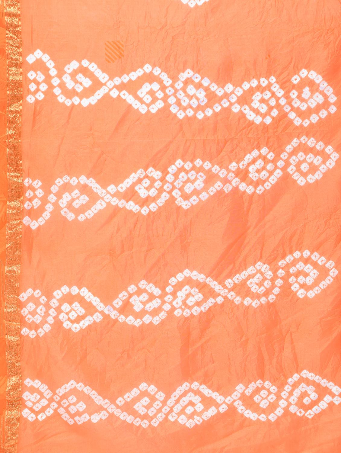 Zari bordered bandhani saree with blouse - 15606517 - Zoom Image - 4