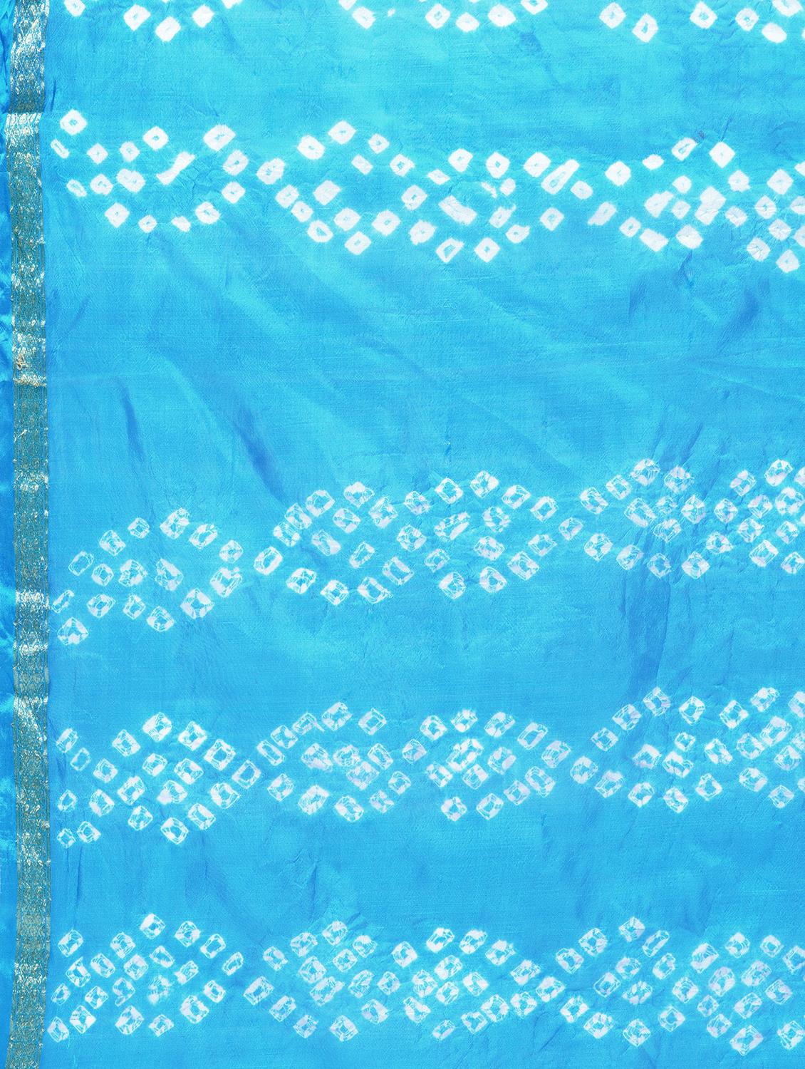 Zari bordered bandhani saree with blouse - 15606520 - Zoom Image - 4