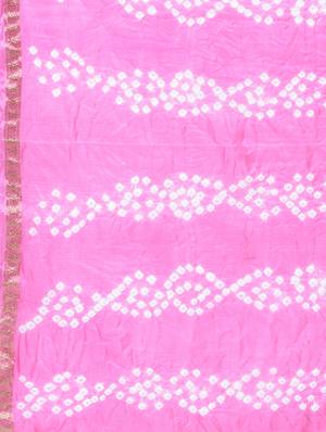 Zari bordered bandhani saree with blouse - 15606522 - Standard Image - 4