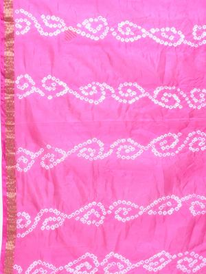 Zari bordered bandhani saree with blouse - 15606527 - Standard Image - 4