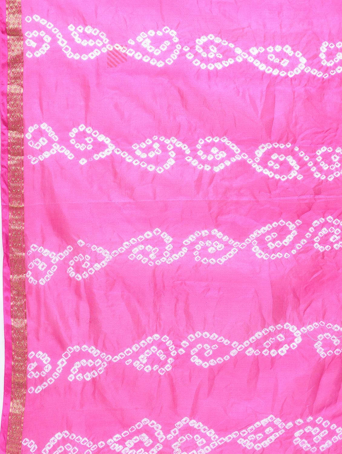 Zari bordered bandhani saree with blouse - 15606527 - Zoom Image - 4