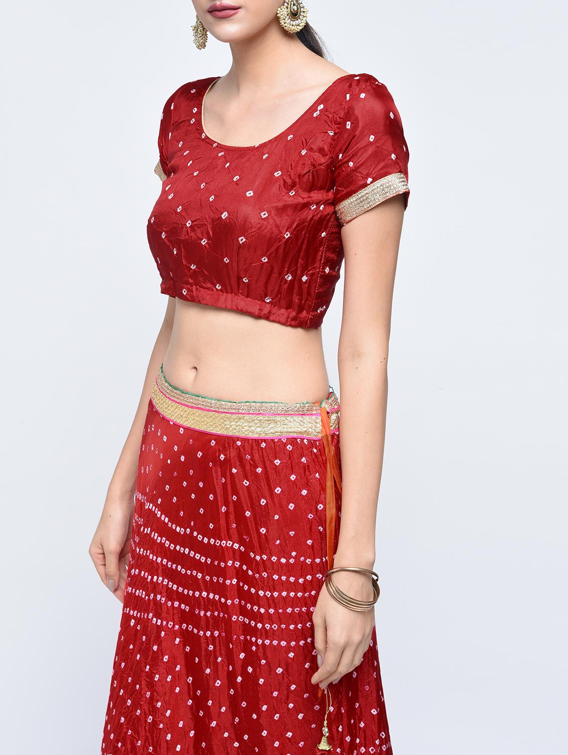 bandhani flared lehenga set - 15606530 - Zoom Image - 4