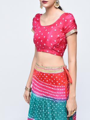Bandhani flared lehenga set - 15606532 - Standard Image - 4