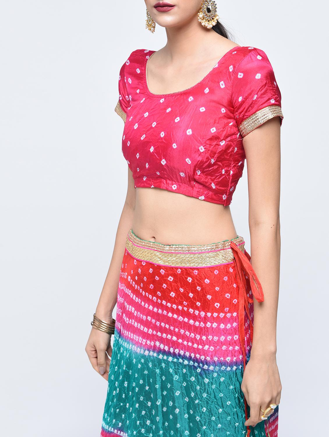 Bandhani flared lehenga set - 15606532 - Zoom Image - 4