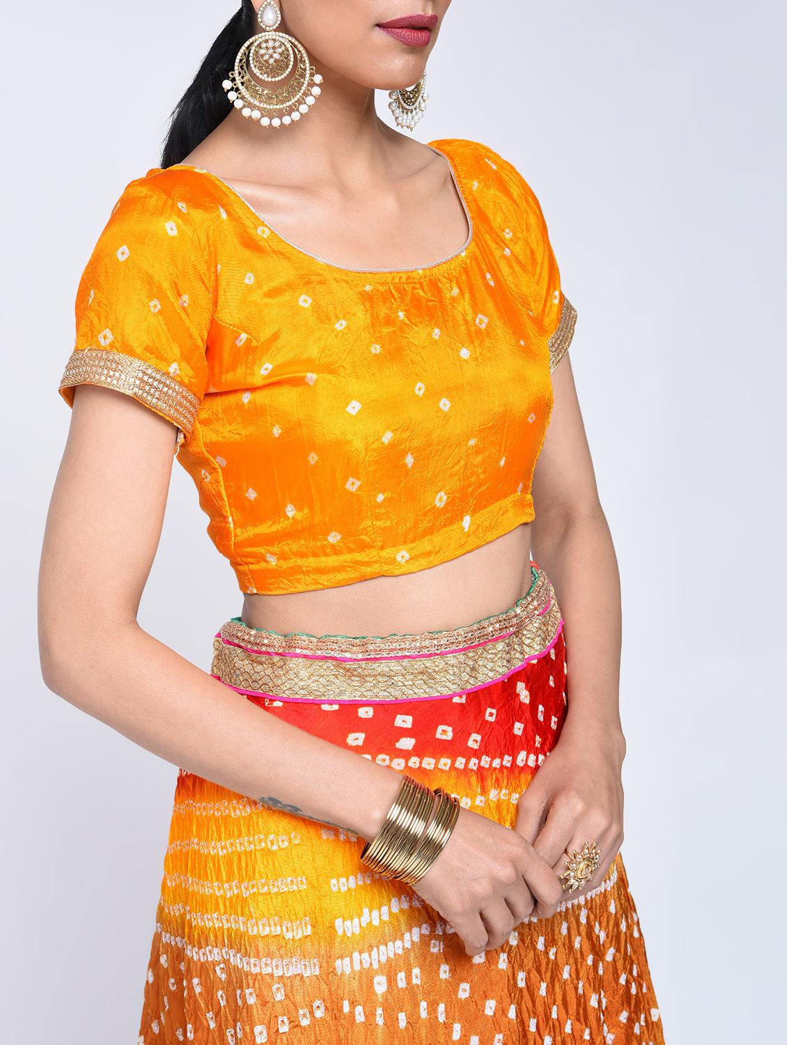 Bandhani flared lehenga set - 15606533 - Zoom Image - 4