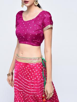 Bandhani flared lehenga set - 15606537 - Standard Image - 4