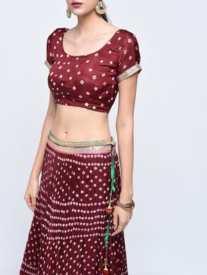 Bandhani flared lehenga set - 15606541 - Standard Image - 4