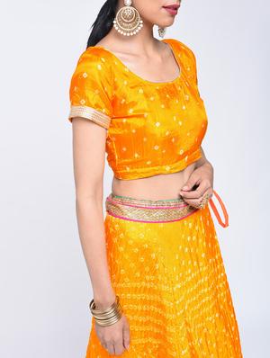 Bandhani flared lehenga set - 15606542 - Standard Image - 4