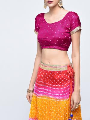 Bandhani flared lehenga set - 15606543 - Standard Image - 4