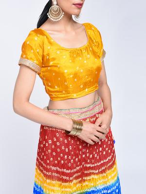 Bandhani flared lehenga set - 15606545 - Standard Image - 4