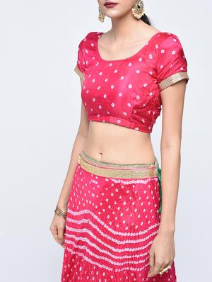 Bandhani flared lehenga set - 15606546 - Standard Image - 4