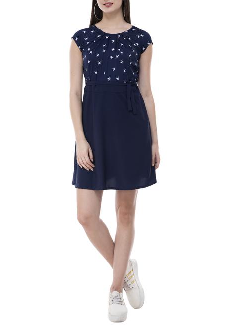 pleated neck detail a-line dress - 15606549 - Standard Image - 1