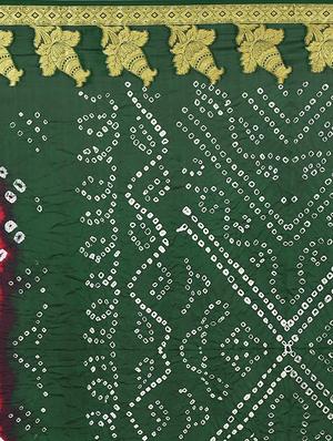 Zari bordered bandhani saree with blouse - 15607519 - Standard Image - 4