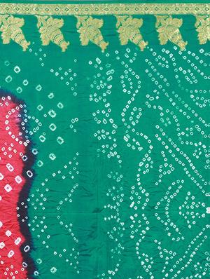 Zari bordered bandhani saree with blouse - 15607521 - Standard Image - 4