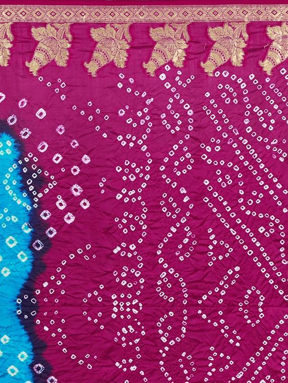 Zari bordered bandhani saree with blouse - 15607523 - Zoom Image - 4