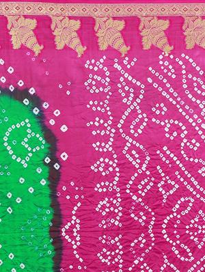 Zari bordered bandhani saree with blouse - 15607524 - Standard Image - 4