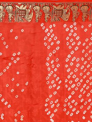 Zari bordered bandhani saree with blouse - 15607531 - Standard Image - 4