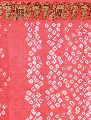 Zari bordered bandhani saree with blouse - 15607533 - Standard Image - 4