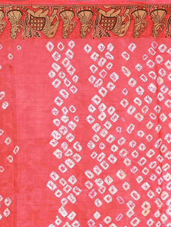 Zari bordered bandhani saree with blouse - 15607533 - Zoom Image - 4