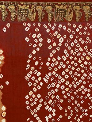 Zari bordered bandhani saree with blouse - 15607534 - Standard Image - 4