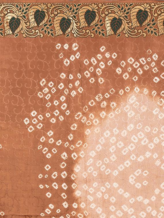 Zari bordered bandhani saree with blouse - 15607544 - Zoom Image - 4