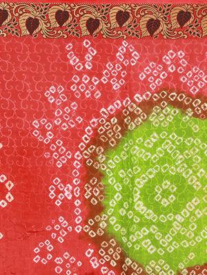 Mint green bandhani saree with blouse - 15607547 - Standard Image - 4