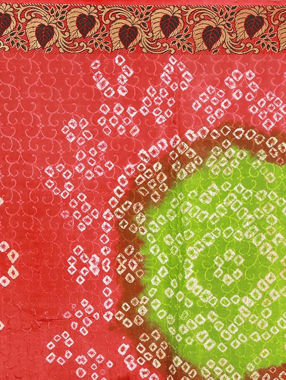 Mint green bandhani saree with blouse - 15607547 - Zoom Image - 4