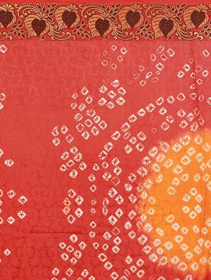 Zari bordered bandhani saree with blouse - 15607551 - Standard Image - 4