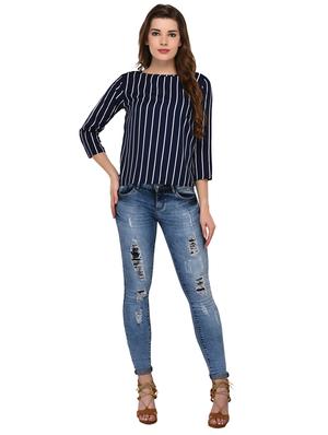 round neck striped top - 15607675 - Standard Image - 4