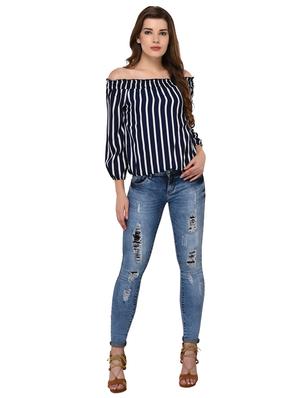 smocking detail striped bardot top - 15607676 - Standard Image - 4