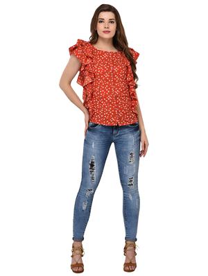 button up ditsy floral ruffled top - 15607677 - Standard Image - 4