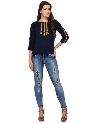 contrast lace tassel detail top - 15607679 - Standard Image - 4