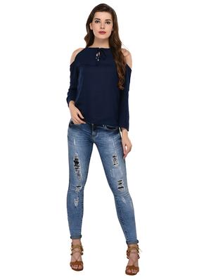 tie up neck cold shoulder top - 15607681 - Standard Image - 4