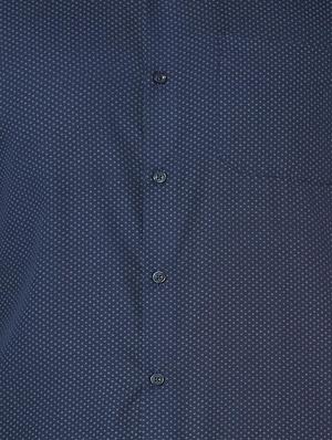 navy blue cotton blend formal shirt - 15608513 - Standard Image - 4
