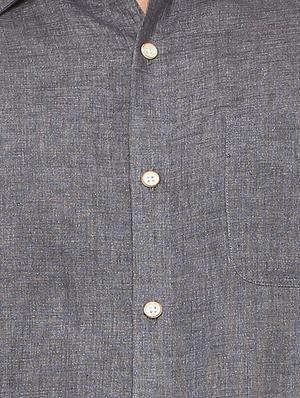 grey linen formal shirt - 15608716 - Standard Image - 4