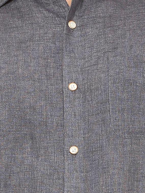 grey linen formal shirt - 15608716 - Zoom Image - 4