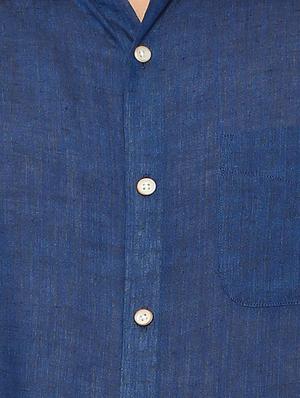 navy blue linen formal shirt - 15608717 - Standard Image - 4