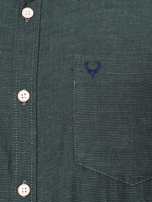 green cotton blend casual shirt - 15609286 - Standard Image - 4