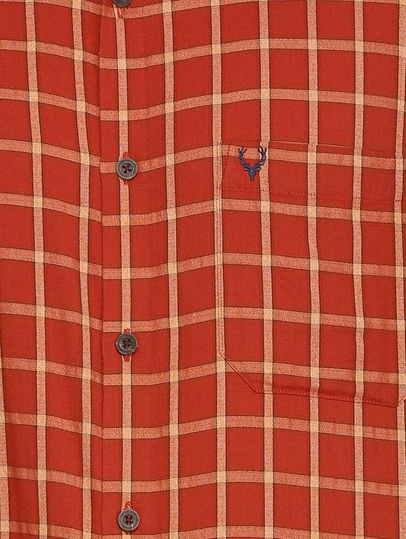 red cotton blend casual shirt - 15609335 - Zoom Image - 4