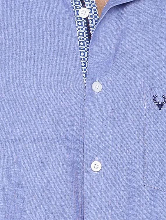 blue cotton blend casual shirt - 15609382 - Zoom Image - 4