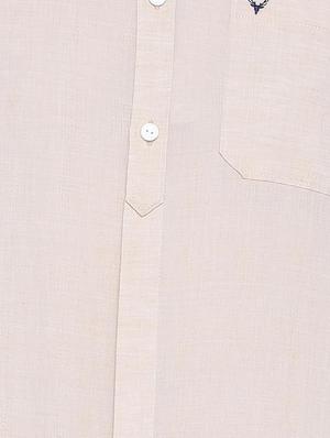 beige cotton linen casual shirt - 15609383 - Standard Image - 4